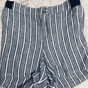 Lane Bryant navy and white linen striped shorts